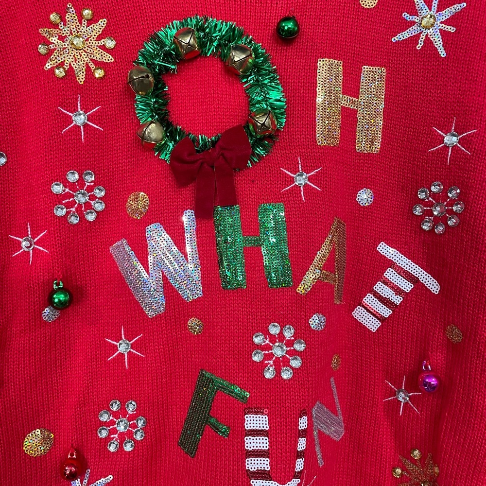 Delightfully (Ugly) Christmas sweater. Size large - Picture 3 of 6